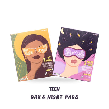 Combo of Lemme Be Teen Day Cotton Pads (Pack of 7) and Teen Night Cotton Pads (Pack of 7)