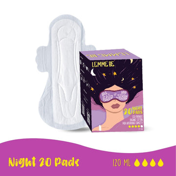 Lemme Be Sanitary Night Pads (Box of 20) 100% Cotton