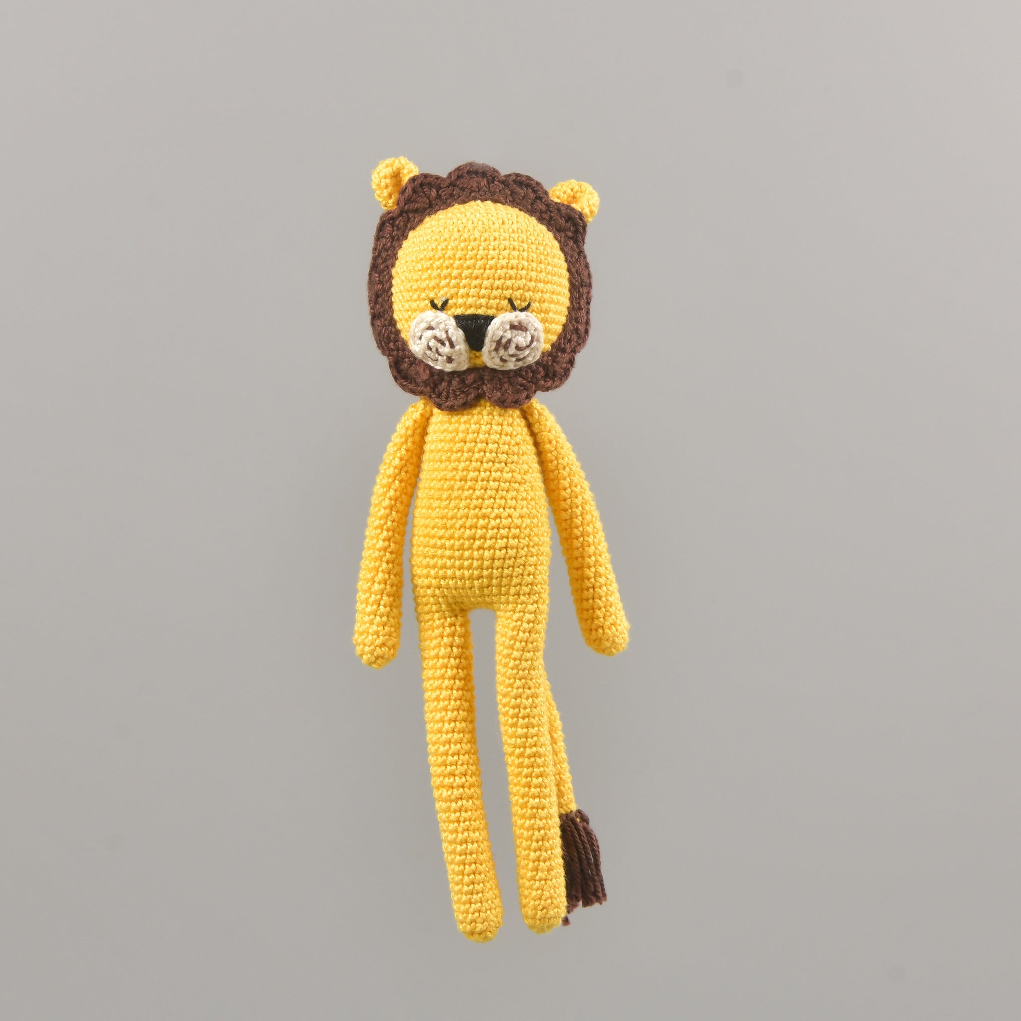 Vintage 70s Handmade Crochet Teddy Bear Yellow Stuffed Animal Toy 12”Tall