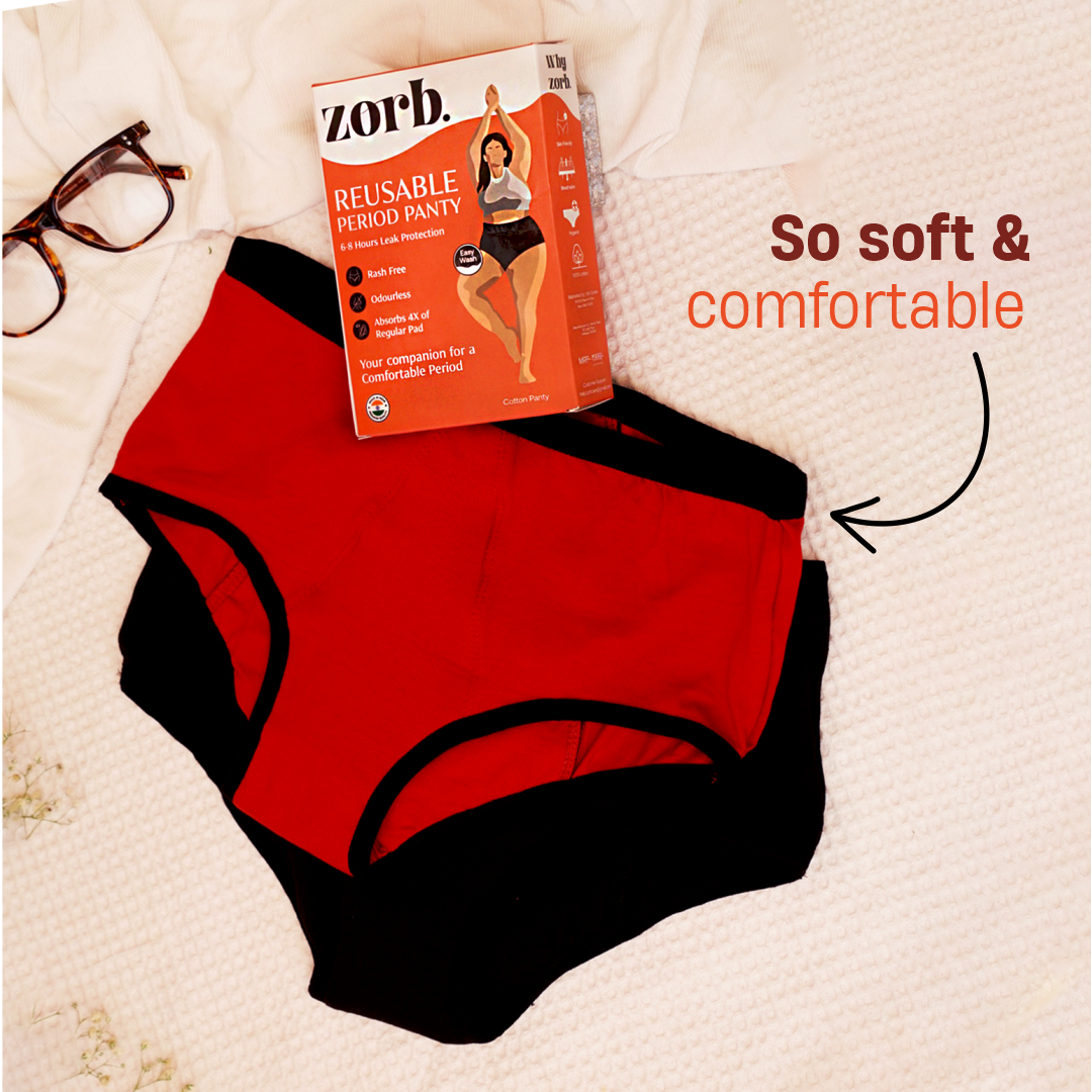 Buy ZORB. Reusable Period Panty for Women, Comfortable Period Panties for  Women Leak Proof, Suitable for Heavy Flow, Absorbs 4X of Sanitary Pad