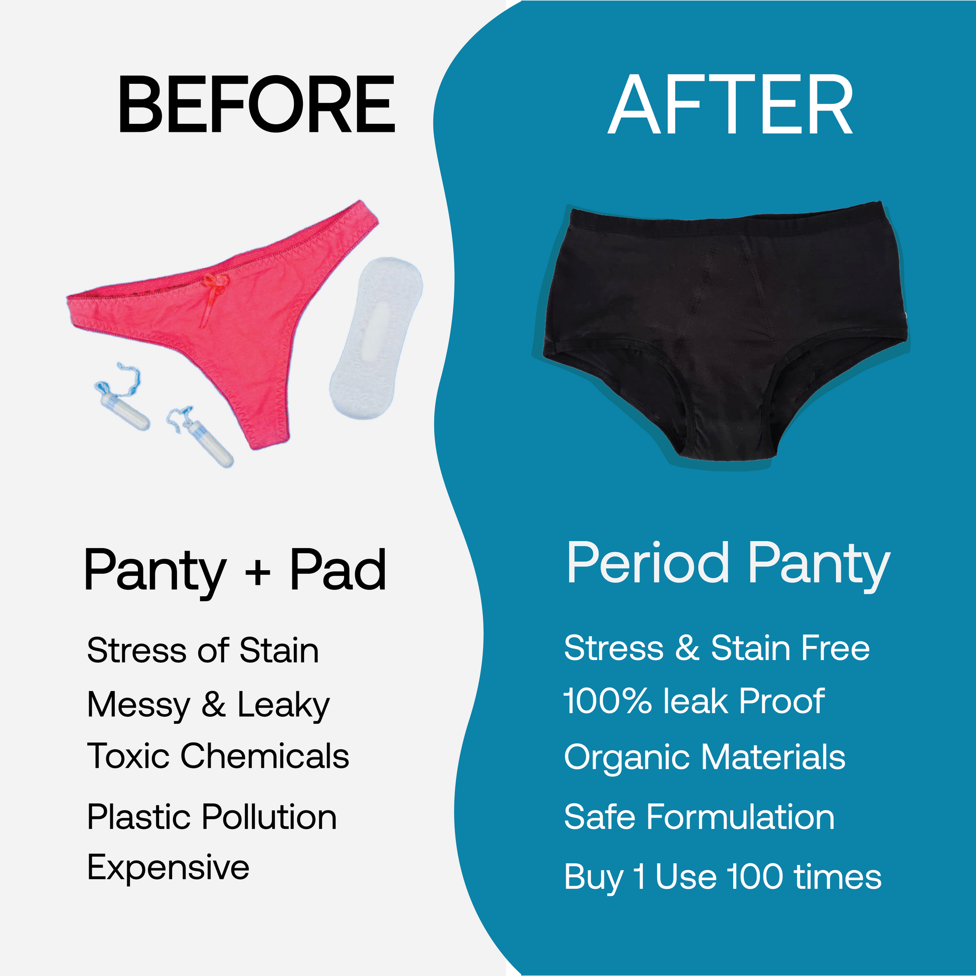 Period Pants, Reusable, Organic Period Underwear