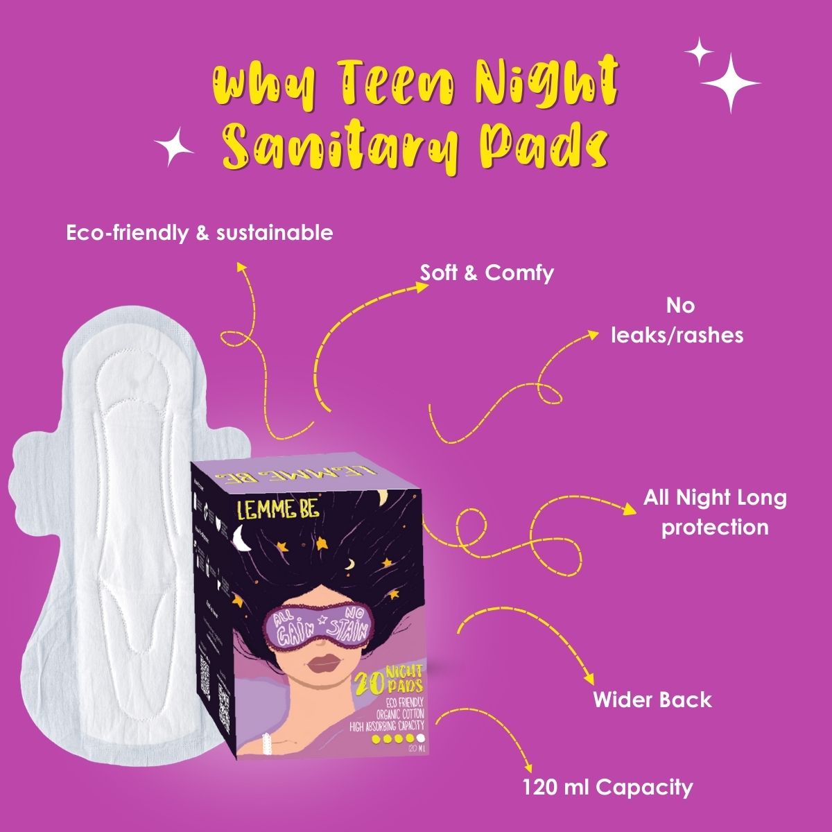 Buy Lemme Be Cotton Night Pads – Comfortable Solutions for Heavy Flow