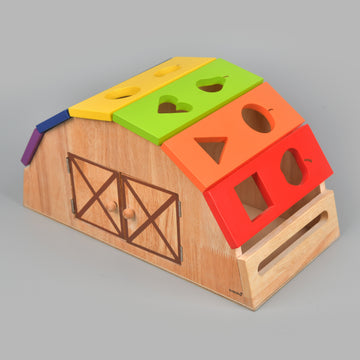 Barn Shape Sorter | Kids Toys | Handmade | Non-toxic | Child-friendly | Toddlers and Kids 12 months and above | Pretend play | Promotes hand-eye coordination and exploration