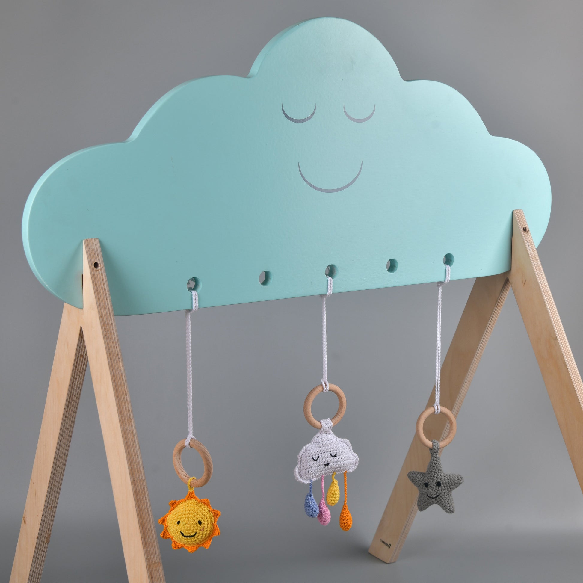 Cloud Baby Play Gym: Blue Handmade Infant Toys