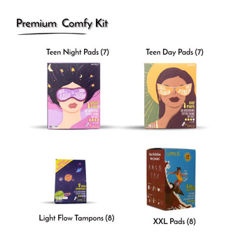 Lemme Be XXL Comfy Kit: Day-Night Pads, XXL Pads, Light Flow Tampons Combo
