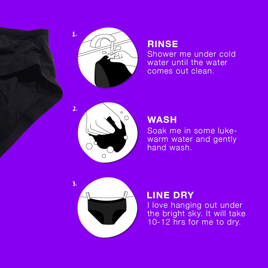 Buy Lemme Be Period Panties - For Women, Large, Black, Reusable