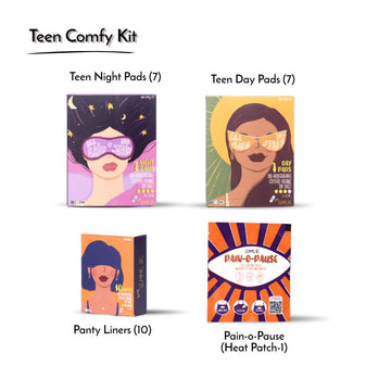 Lemme Be Super Comfy Combo: Teen Day-Night Pads, Panty Liners, Heat Patch